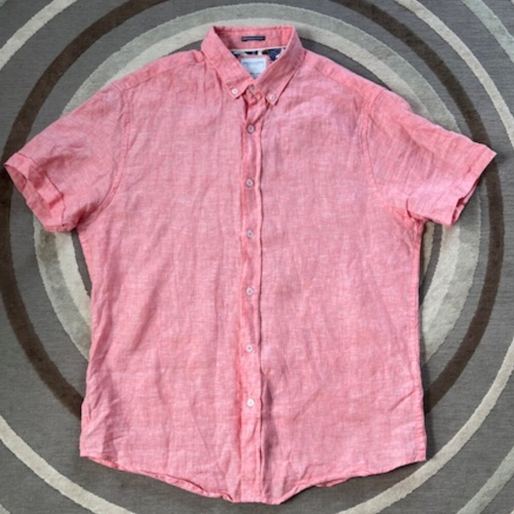 Denim & Flower by Ricky Singh  Button Down Linen Shirt Men’s Size Large